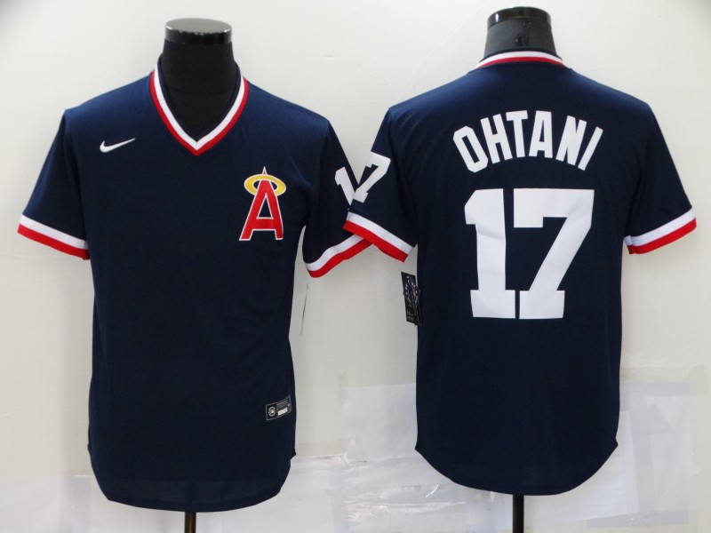Men's Los Angeles Angels Customized Navy Cool Base Stitched Baseball Jersey